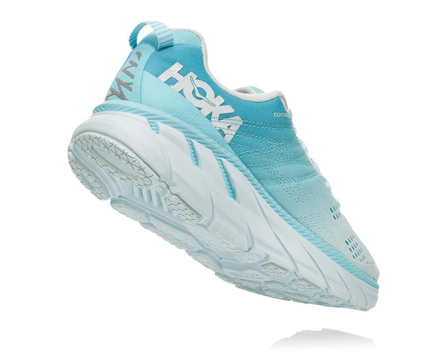 Zapatillas Asfalto Hoka One One Mujer - Clifton 6 - Azules/Blancas - COR756038